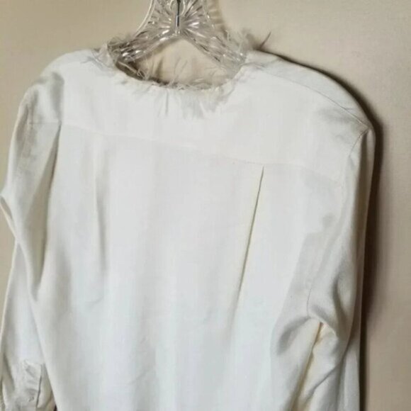 Helmut Lang Silk Feather Trim Tunic Blouse S - Picture 7 of 15